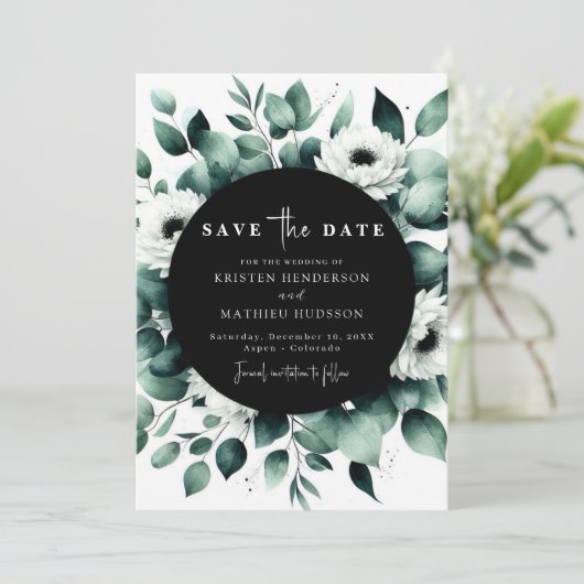 Botanisch Chique Eucalyptus Digitale Trouw Save The Date (Staand voorkant)