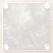 Botanisch: drie pauwen in Engelse tuin Glazen Onderzetter (Achterkant)