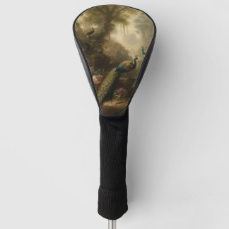 Botanisch: drie pauwen in Engelse tuin Golfheadcover