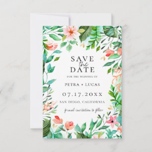 Botanisch Eiland Koraal Bloem Save The Date Aankondiging