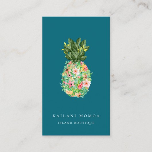 Botanisch eiland Pineapple Blue Visitekaartje (Voorkant)