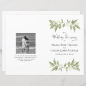 Botanisch Elegant Groen Bruiloft Service Programma (Voorkant / Achterkant)