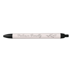 Botanisch Elegant Modern Minimalistisch Roze Blauwe Inkt Pen
