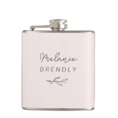 Botanisch Elegant Modern Minimalistisch Roze Heupfles (Voorkant)