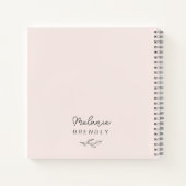 Botanisch Elegant Modern Minimalistisch Roze Notit Notitieboek (Achterkant)