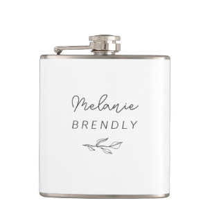 Botanisch Elegant Modern Minimalistisch Zwart Wit Heupfles
