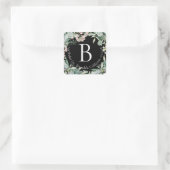 botanisch | Elegant monogram retouradreslabel Vierkante Sticker (Tas)