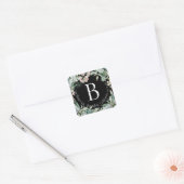 botanisch | Elegant monogram retouradreslabel Vierkante Sticker (Envelop)