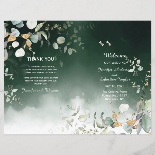 Botanisch Eucalyptus Greenery Wedding Program (Voorkant)