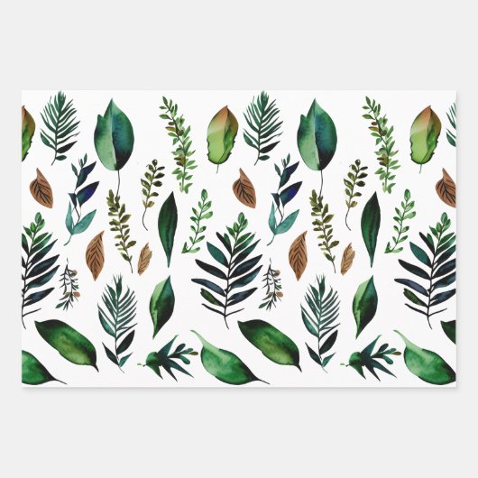 Botanisch gebladerte groen blad inpakpapier vel (Voorkant 2)