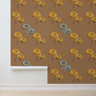 BOTANISCH GEEL EN WIT BLOEMEN  STIJL BEHANG
