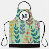 Botanisch Geel Grijs Blauw Sinaasappel Roze Monogr Schort (Voorkant)