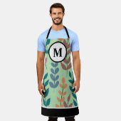 Botanisch Geel Grijs Blauw Sinaasappel Roze Monogr Schort (Gedragen)