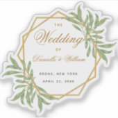 Botanisch Geometric Gold Greenery Script voor wedd Sticker (Voorkant)