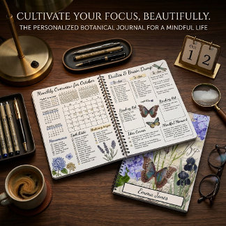 Botanisch gepersonaliseerd bullet journal notitieboek
