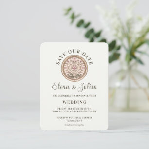 Botanisch glas-in-lood trouwkaart Save The Date