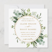 Botanisch Goud Groen Bruiloft Vierkant Kaart (Voorkant)
