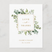 Botanisch Goud Groen Dank u Briefkaart (Voorkant)