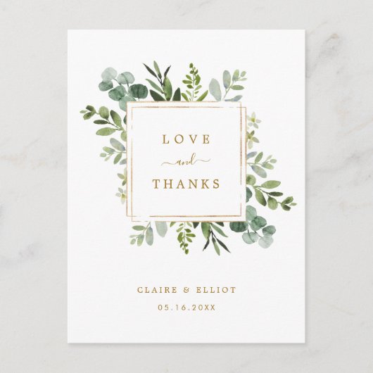 Botanisch Goud Groen Dank u Briefkaart (Voorkant)