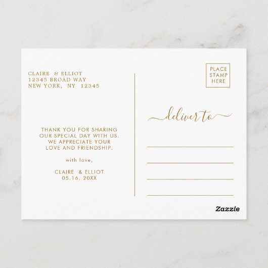 Botanisch Goud Groen Dank u Briefkaart (Achterkant)