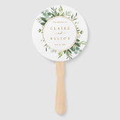 Botanisch Goud Groen Huwelijksprogramma Hand Fan Handwaaier (Voorkant)