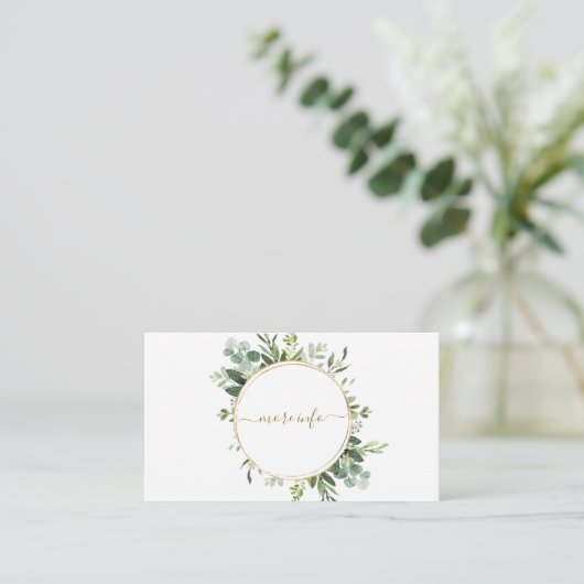 Botanisch Goud Groen Krans Bruiloft Meer info Informatiekaartje (Staand voorkant)