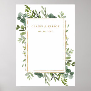 Botanisch gouden groen wedding achtergrond poster