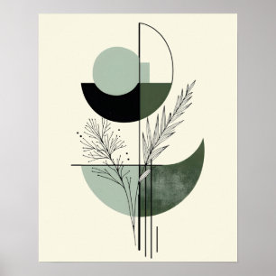 Botanisch groen abstract geometrisch poster