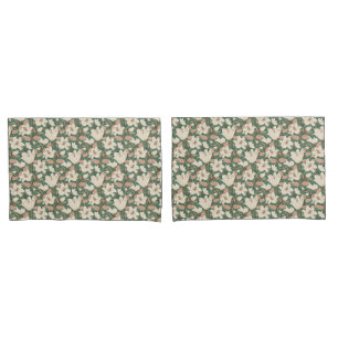 Botanisch groen beige lelie bloemenpatroon kussensloop