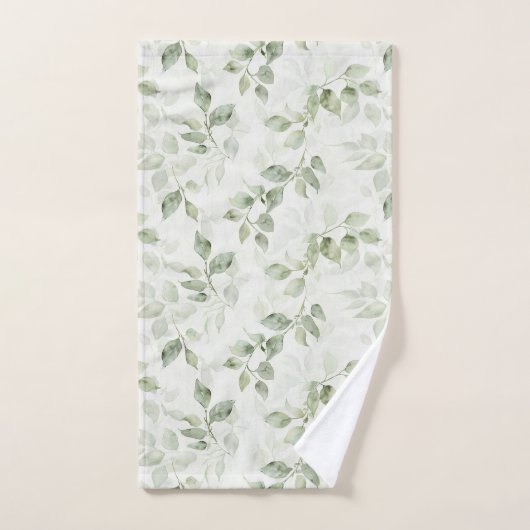 Botanisch groen bladpatroon bad handdoek (Handdoek)
