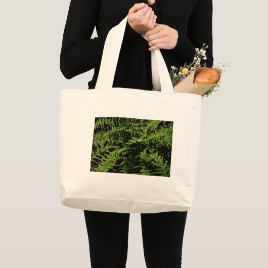 Botanisch groen bos vloer varens grote tote bag (Voorkant (product))