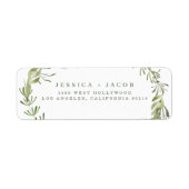 Botanisch groen Bruiloft Retouradres Etiket (Voorkant)