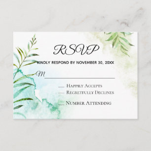 ** Botanisch groen Elegante bruiloft RSVP Informatiekaartje
