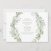 Botanisch groen Elegante foto bruiloft Save The Date (Voorkant)