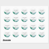Botanisch groen en blauw Boho Forest Wedding Ronde Sticker (Vel)