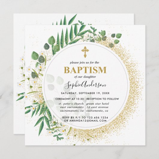 Botanisch groen en goudblaasjes kaart (Voorkant / Achterkant)