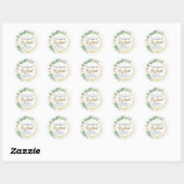 Botanisch groen en gouden doop dank u ronde sticker (Vel)