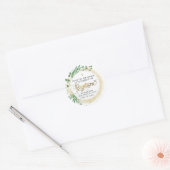 Botanisch groen en gouden doop dank u ronde sticker (Envelop)