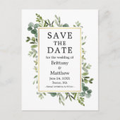 Botanisch groen Eucalyptus Bewaar de datum Briefkaart (Voorkant)