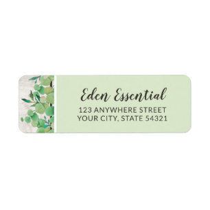 Botanisch groen eucalyptus hout retouradres etiket