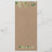 Botanisch groen eucalyptus trouwdag kraft menu (Achterkant)