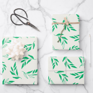 Botanisch groen Floral Plant verlaat het patroon Inpakpapier Vel