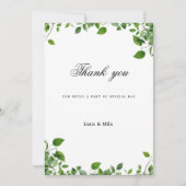 Botanisch groen gebladerte eenvoudig Dank u Kaart (Voorkant)