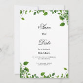 Botanisch groen gebladerte eenvoudig Save the Date Kaart (Voorkant)