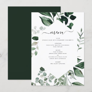 Botanisch groen gebladerte Waterverf bruiloft menu