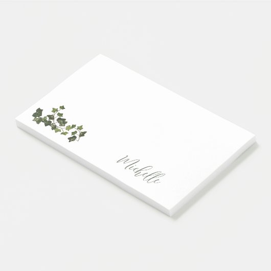 Botanisch groen Ivy Elegant-script Post-it® Notes (Schuin)