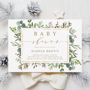 Botanisch groen kerstBaby shower Kaart