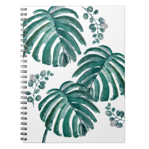 Botanisch groen leder Tropisch schilderen Notitieboek