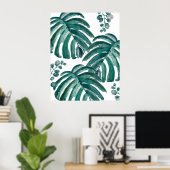 Botanisch groen leder Tropisch schilderen Poster (Thuiskantoor)