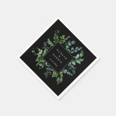 Botanisch groen Lijst zwart bruiloft Servet (Hoek)